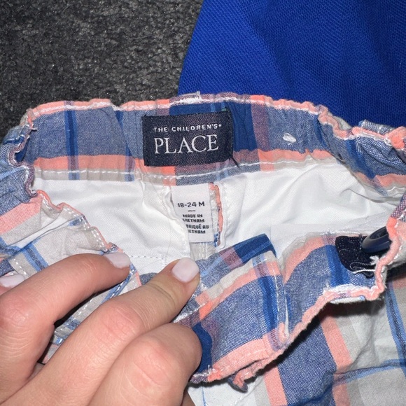 NWOT Toddler Collared Shirt with Matching Pink and Blue Plaid Shorts - Picture 4 of 5